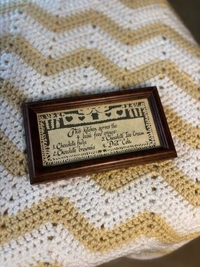 Framed Vintage-Style Kitchen Sign in Dark Wood